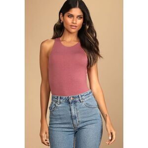 Lulus You Make It Easy Mauve Pink Sleeveless Bodysuit - Size M